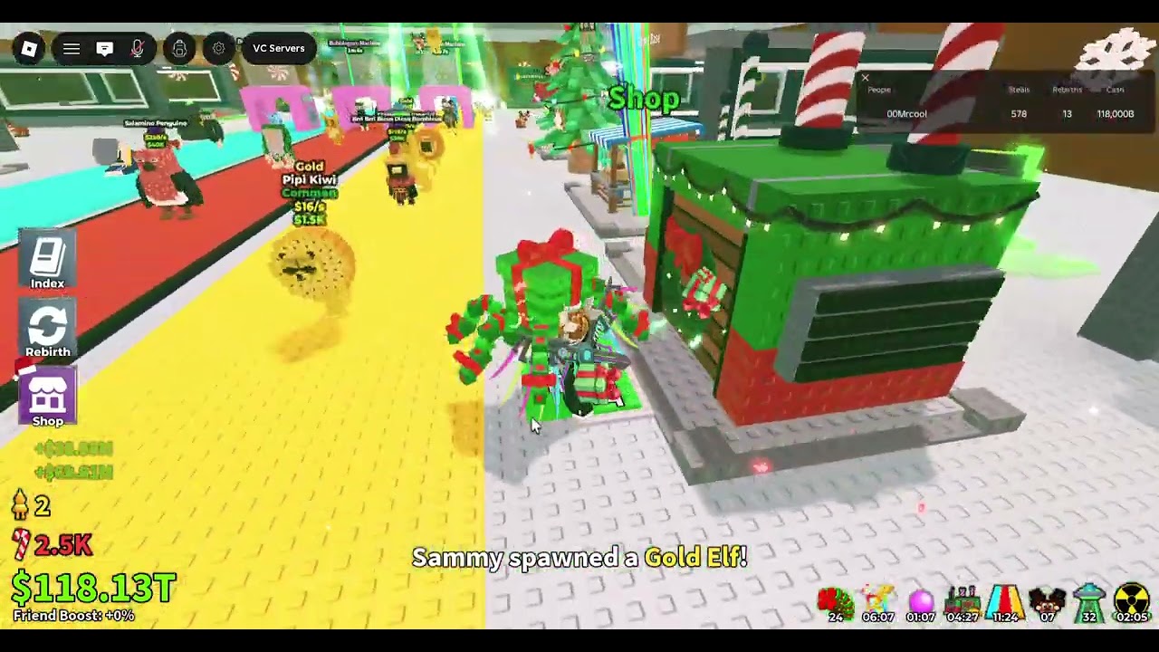 Sammy Host admin abuse on Christmas Eve in Steal a Brainrot