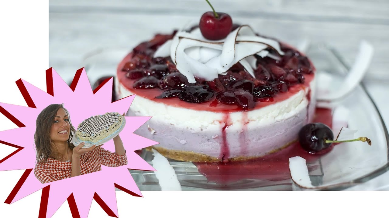 Cheesecake alla Ricotta con Cocco e Ciliegie