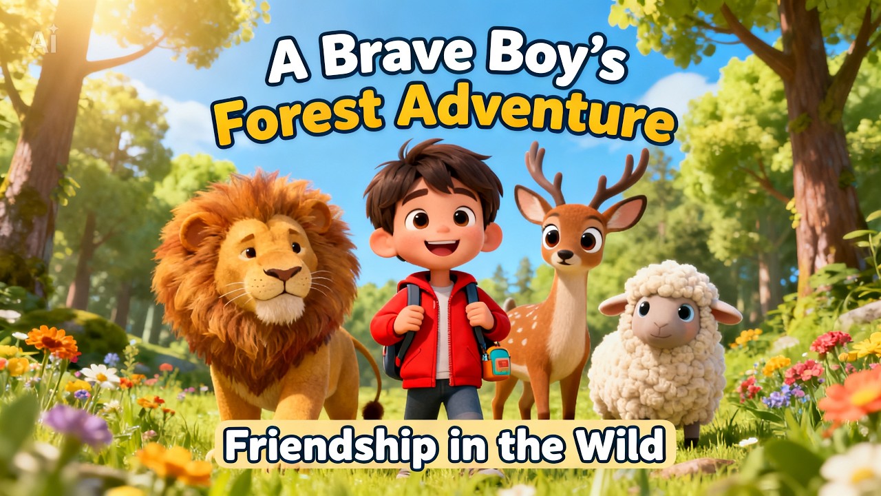 A Brave Boy’s Forest Adventure | Lion, Deer & Sheep Friendship Story