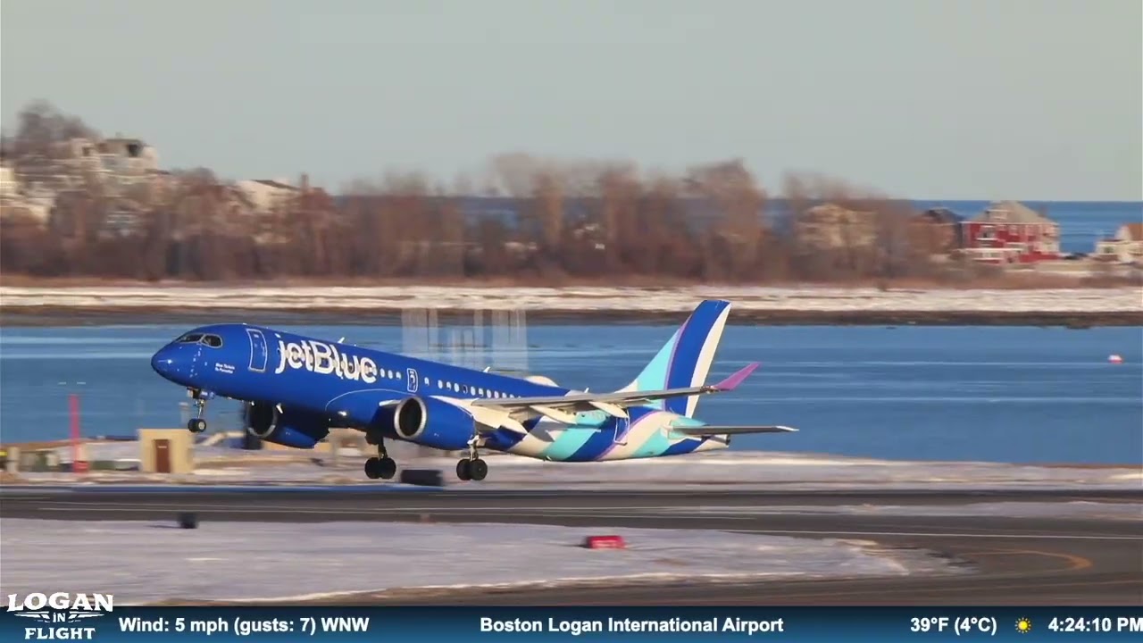 JetBlue Takeoff from Logan Airport Runway 33L