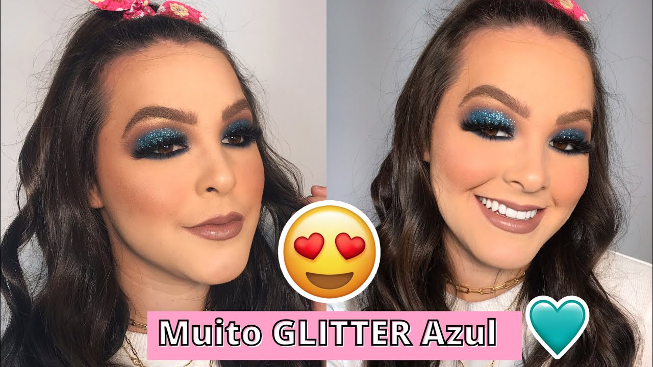 PASSO A PASSO DE ESFUMADO AZUL COM GLITTER bem INICIANTE