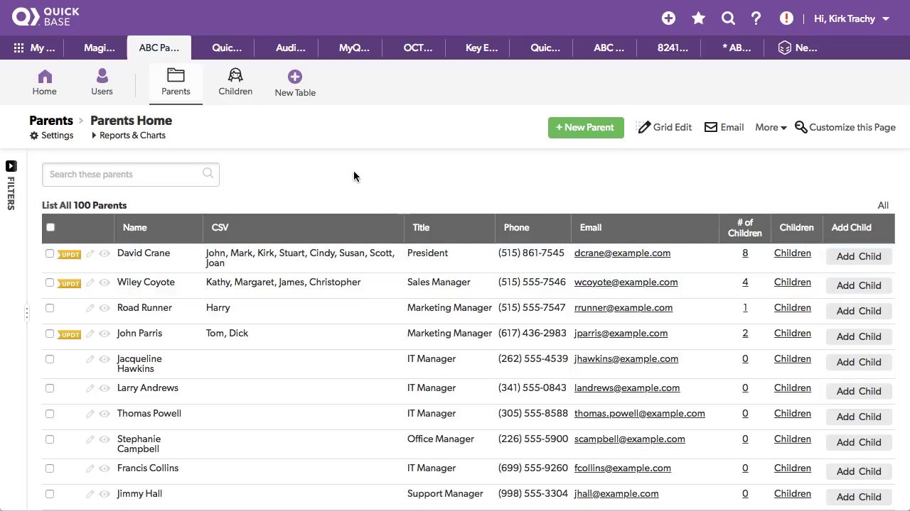 QuickBase - How to display child records on your parent record