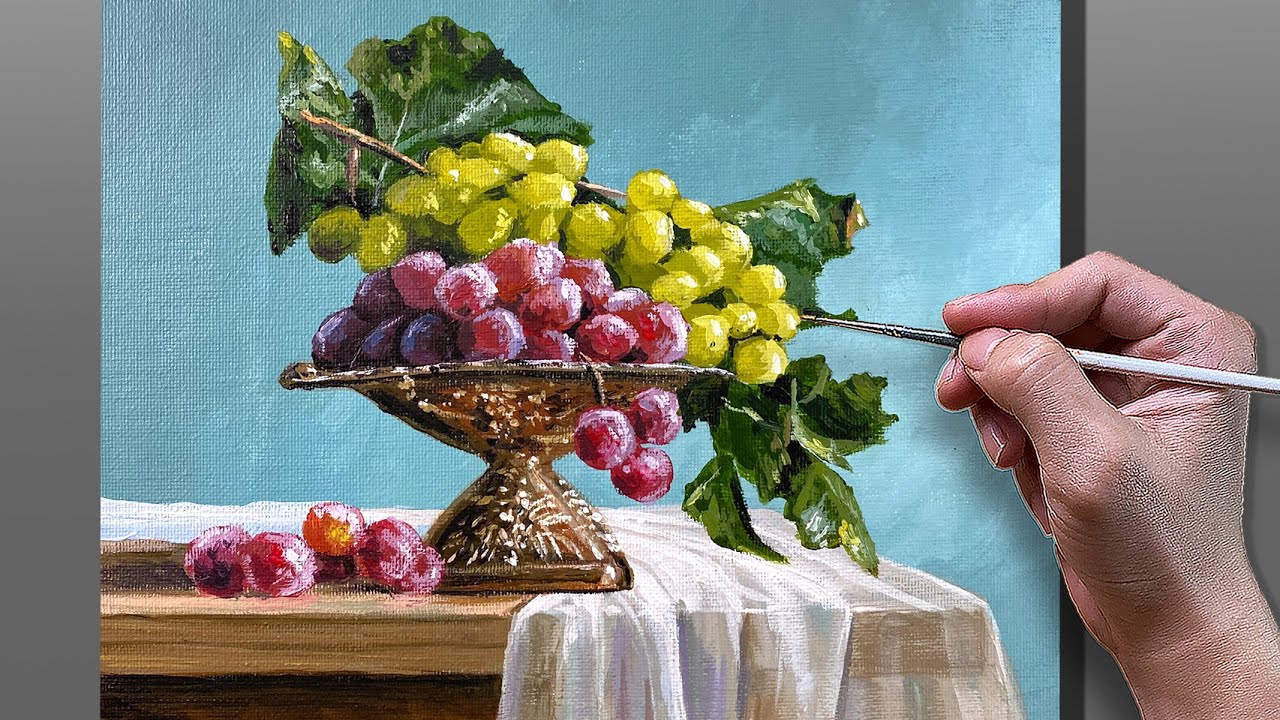 How to Paint Grapes Acrylic Painting / Correa Art