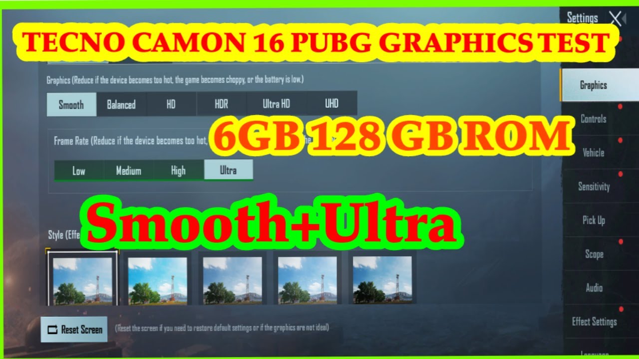 Tecno Camon 16 PUBG Graphics Test