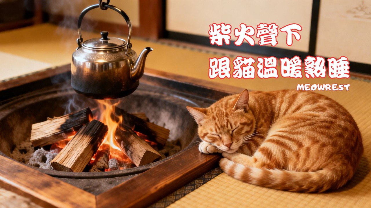 (1時間無廣告) 柴火聲下 跟貓溫暖熟睡💤