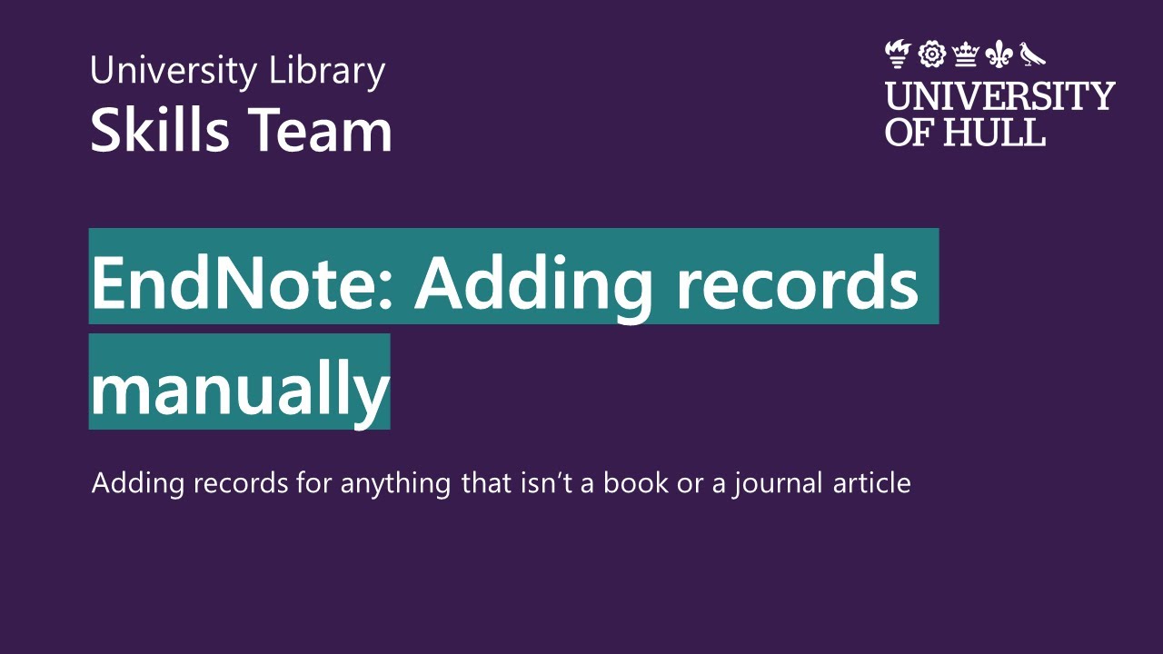 EndNote 20: Adding references manually