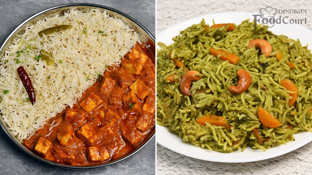 Easy Lunch Recipes/ Jeera Rice & Paneer Curry/ Palak Pulao