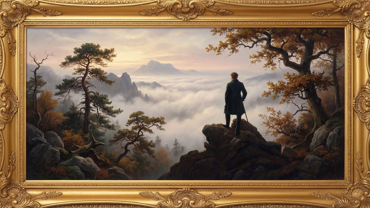 Romanticism Landscape Art | Wanderer Above the Sea of Fog | 4K Gold Frame TV Art
