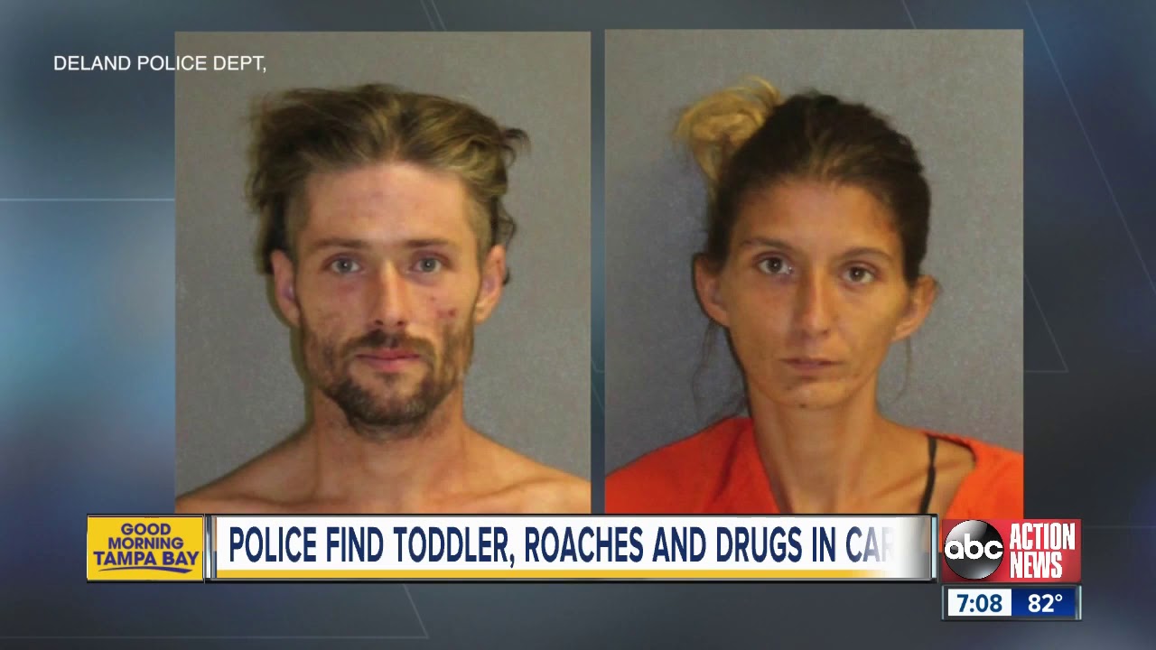 Police: Florida couple uses drugs next to toddler in roach-infested car