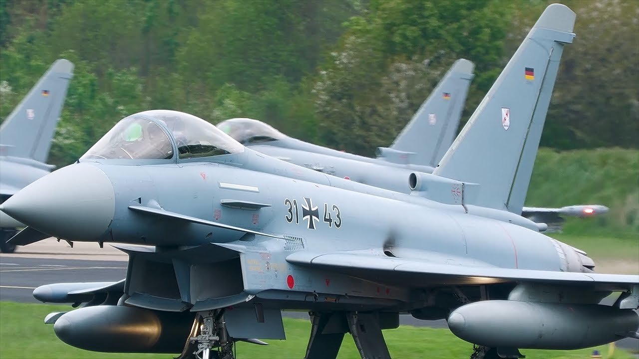 [4K] EF2000 Eurofighter Typhoon; German AF; take off Nörvenich