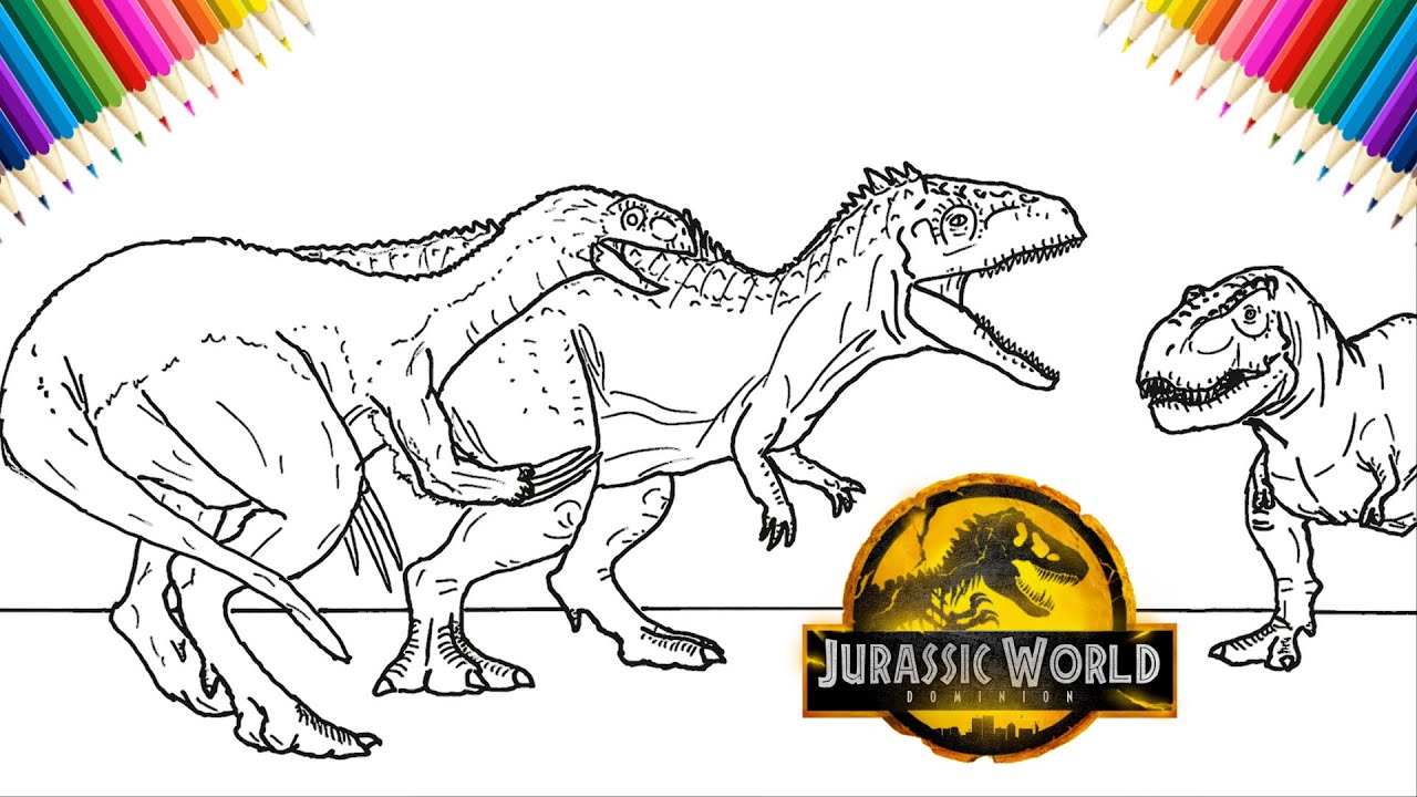 Therizinosaurus vs Giganotosaurus vs T-Rex | Jurassic World Dominion drawing scene