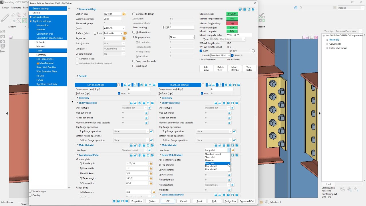 SDS2 2026: Control Hole Type in Beam Main Material