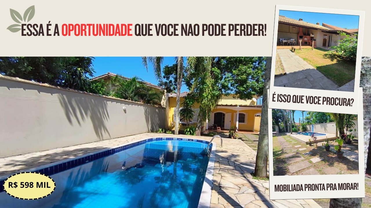 Ref. 628 - Casa com jardim 3 dorms em LOTE ENORME com PISCINA e EDICULA  em itanha&eacute;m SP