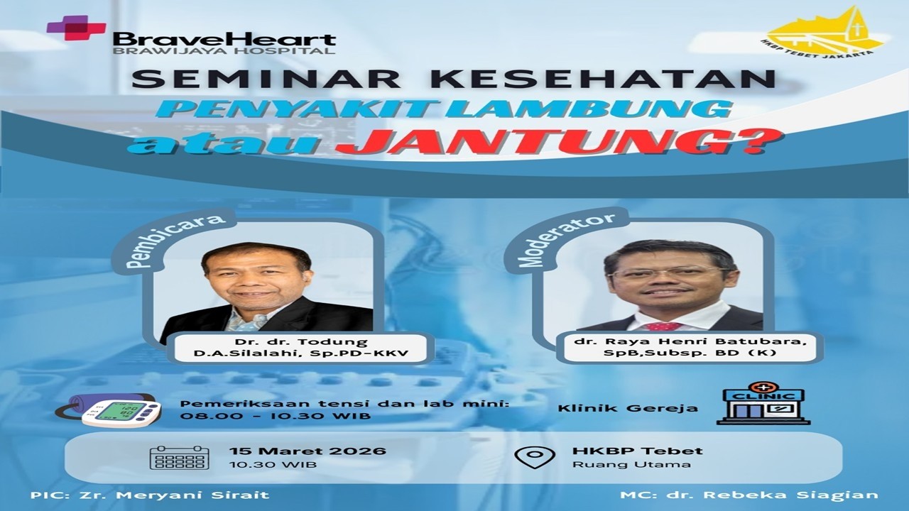 SEMINAR KESEHATAN PENYAKIT LAMBUNG ATAU JANTUNG - MINGGU, 15 MARET 2026 | JAM 10.30 WIB