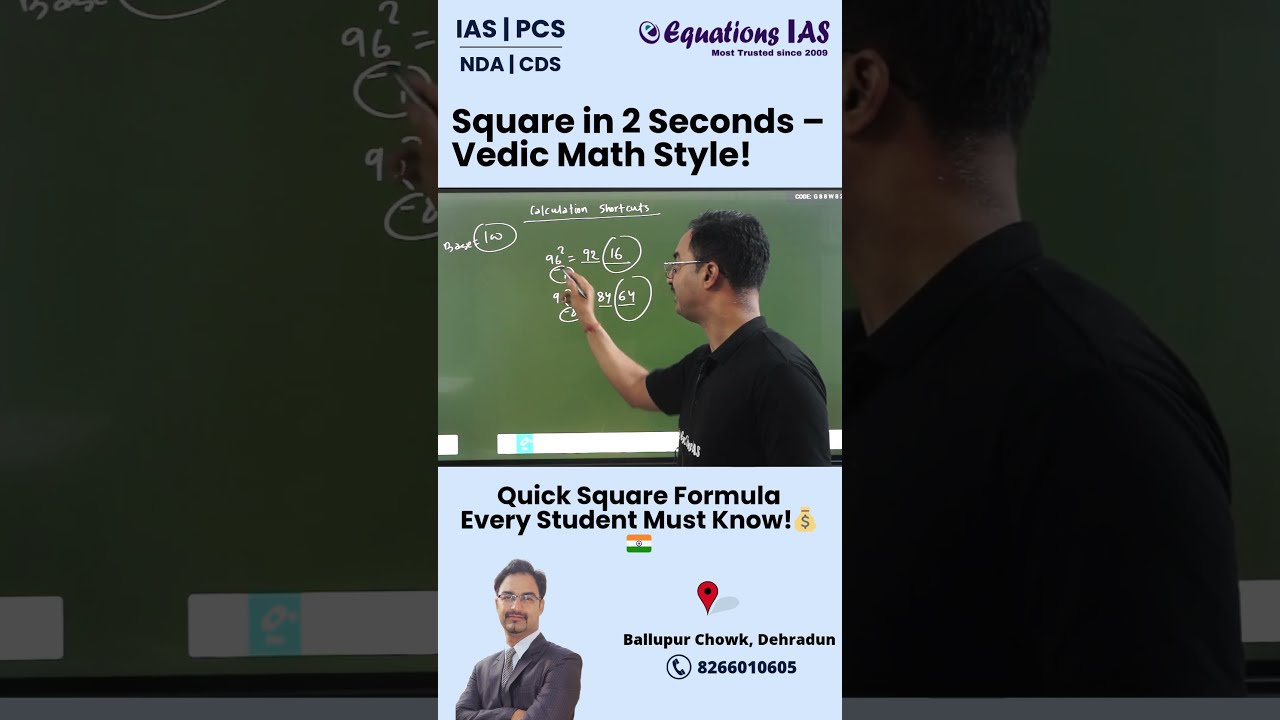 Square in 2 Seconds &ndash; Vedic Math Style! By Deepak Dutt Mamgain Sir