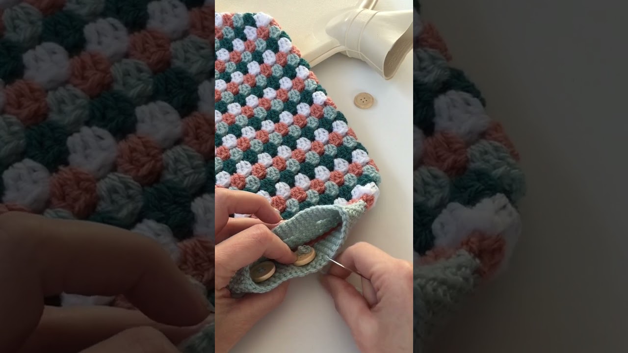 Granny Stitch Project - Cozy Stripes Hot Water Bottle Cover #crochetpattern #crochetprojects
