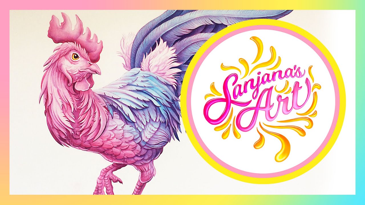 Dr. Ph. Martin's Hydrus Watercolor Painting Process Time Lapse - Rooster (Extended Version)
