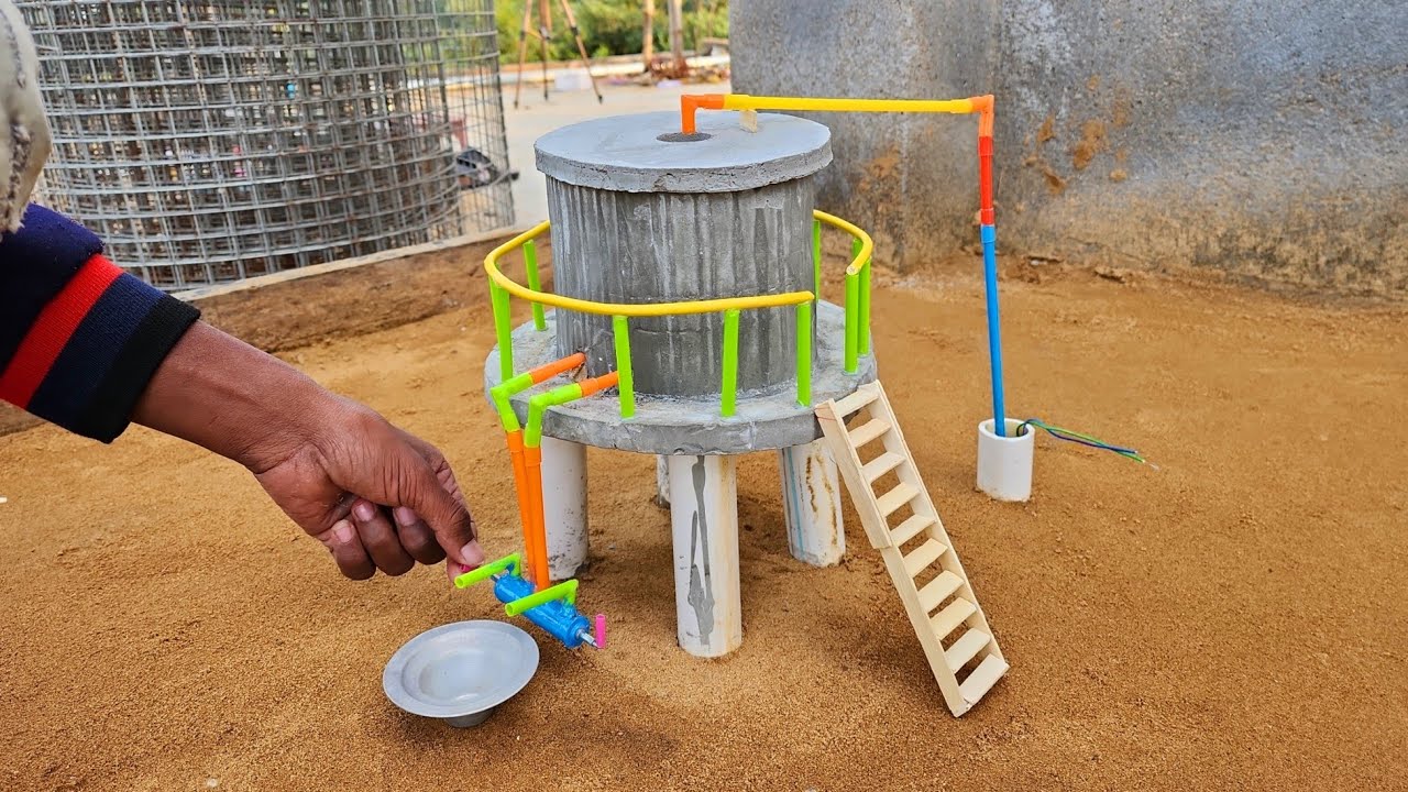 Diy tractor mini water tank construction | Science project | cement concrete machine