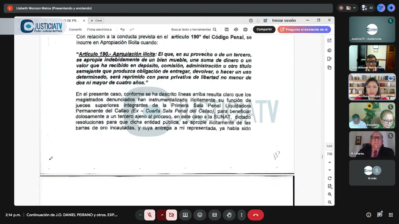 Juicio oral contra Daniel Peirano Sánchez y otros acusados