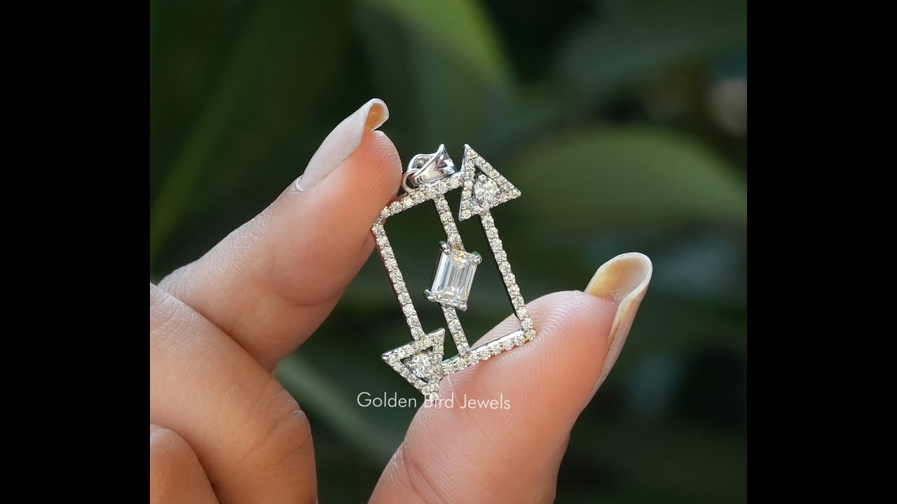 Emerald Cut Moissanite Customized Pendant For Her #customizedjewelry #moissanite @GoldenBirdJewels