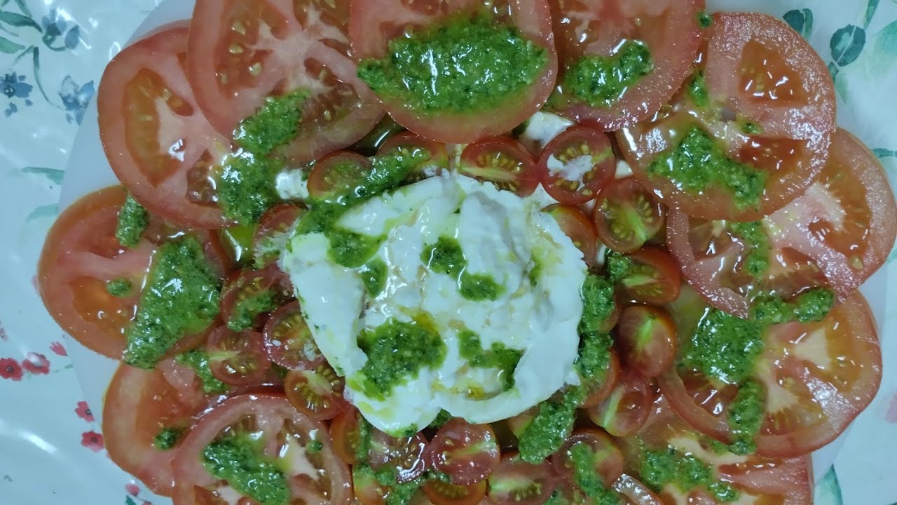 BURRATA CON 🍅 TOMATE #ensalada #salad  #saludable #viralvideo
