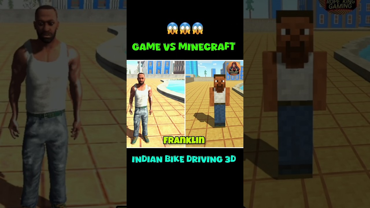 🥰Game Vs Minecraft | indian bike driving 3d #shorts #trending #indianbikedriving3d