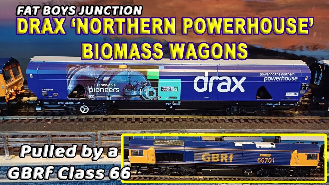 8 DRAX 'NORTHERN POWERHOUSE BIOMASS WAGONS pulled by a GBRf CLASS 66