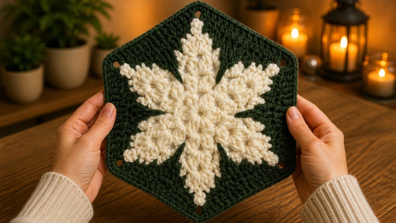 ❄️ Altıgen Yıldız Motif Nasıl Yapılır? |  🧶 Crochet Hexagon Star Tutorial