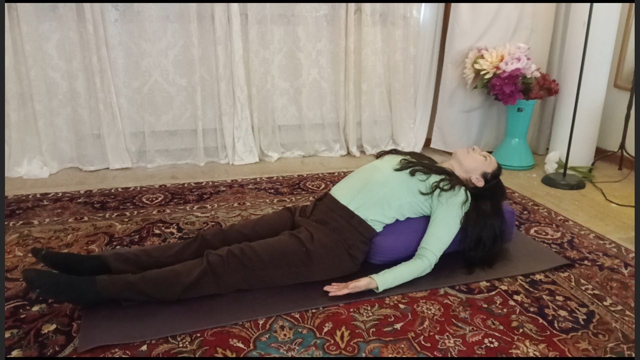 restorative fish pose for back and shoulder pain