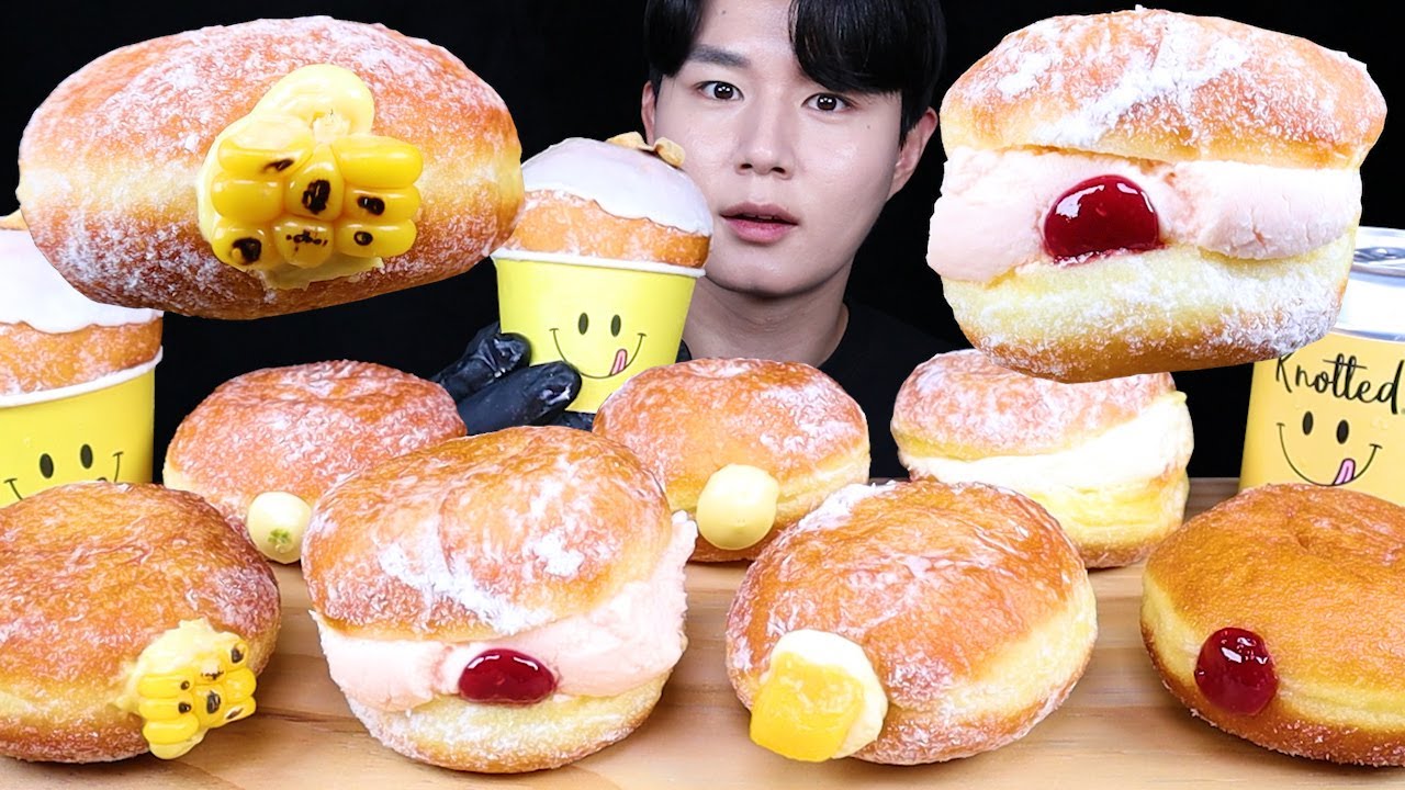 노티드도넛 크림도넛 도넛 디저트 먹방ASMR MUKBANG DONUTS & DESSERT ドーナツ デザート eating sounds