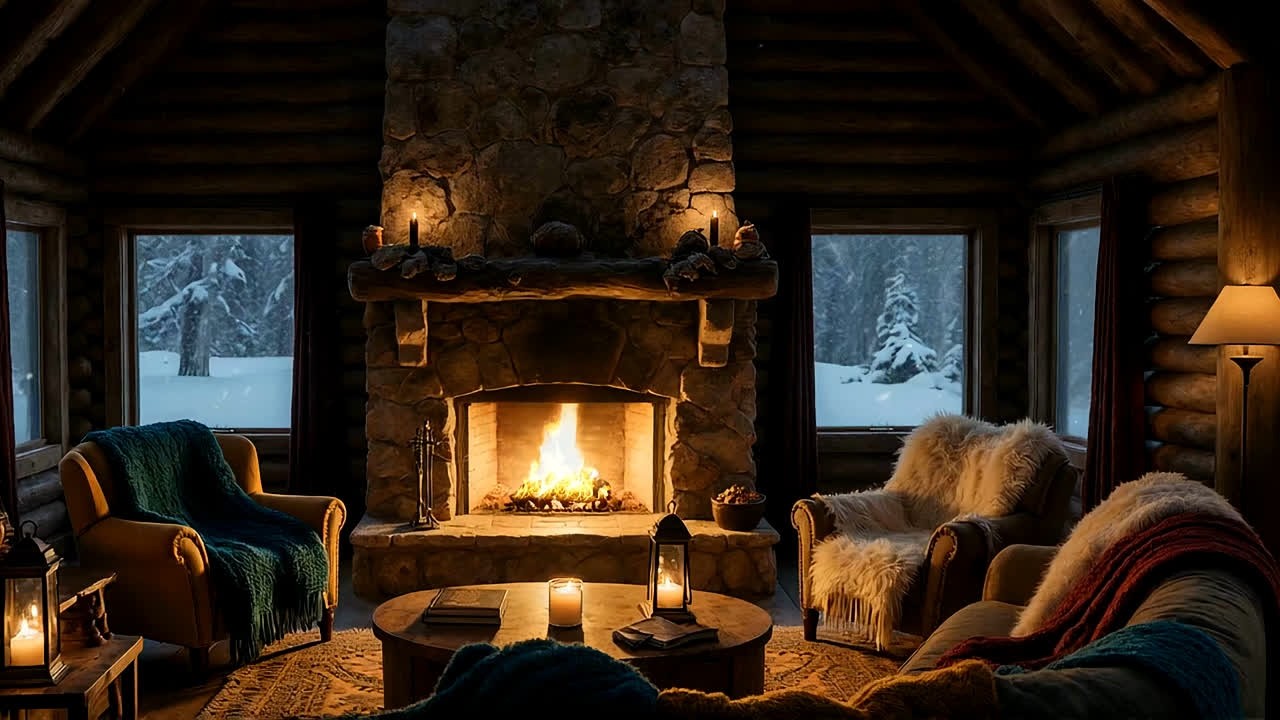 Soft Jazz and Light Fireplace Crackle – Background Music for Focus and Study 04