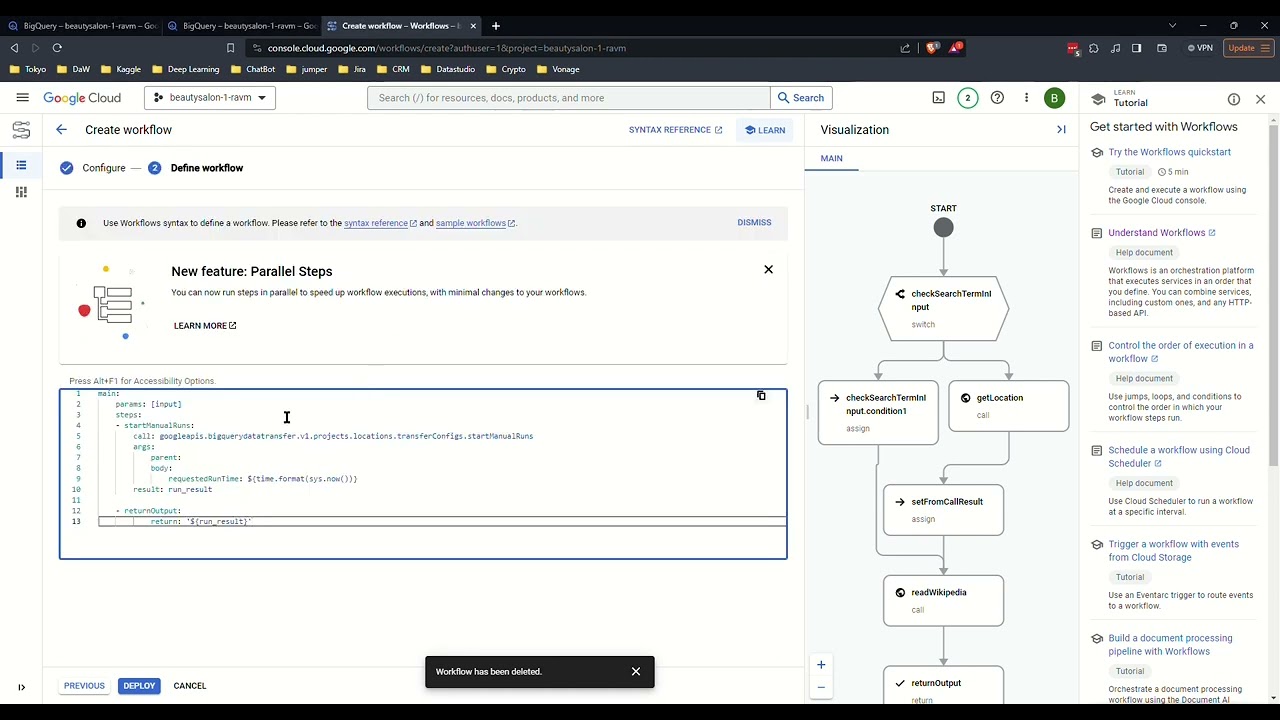 GCP - Triggering a Scheduled Query by Google Workflow