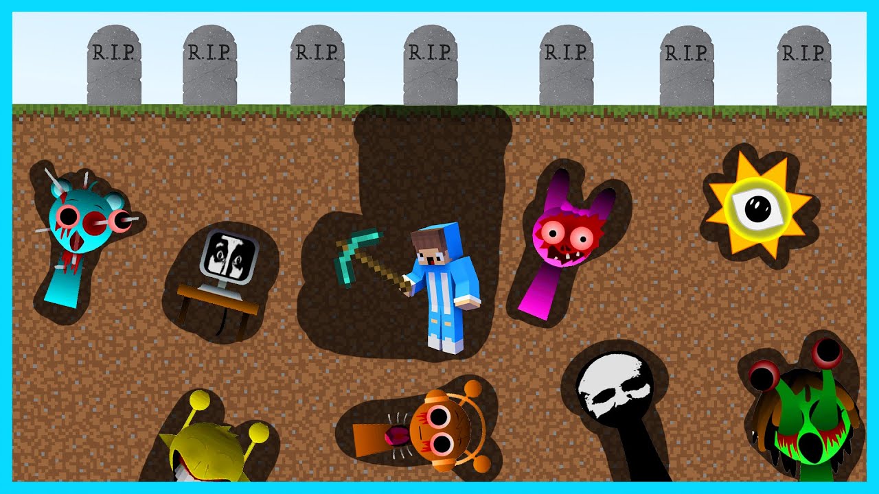 MIPAN & ZUZUZU CARI RAHASIA SPRUNKI DI KUBURAN BAWAH TANAH MINECRAFT SURVIVAL! SEREM BANGET