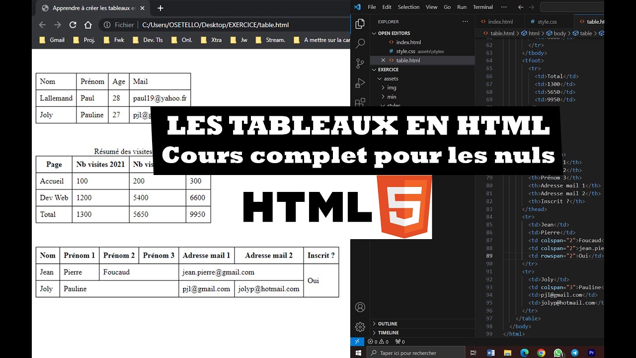 #17 Les tableaux de A à Z | Créez toutes sortes de tableaux en HTML5 | Cours complet HTML CSS