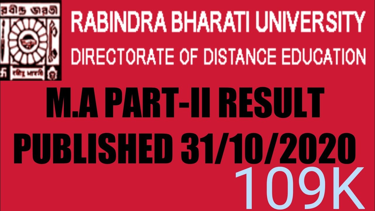 RBU DDE(RABINDRA BHARATI UNIVERSITY) M.A. PART-II RESULT PUBLISHED 31/10/2020