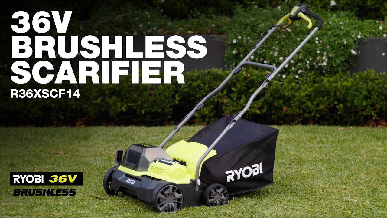 RYOBI 36V Brushless Scarifier (R36XSCF14) in action