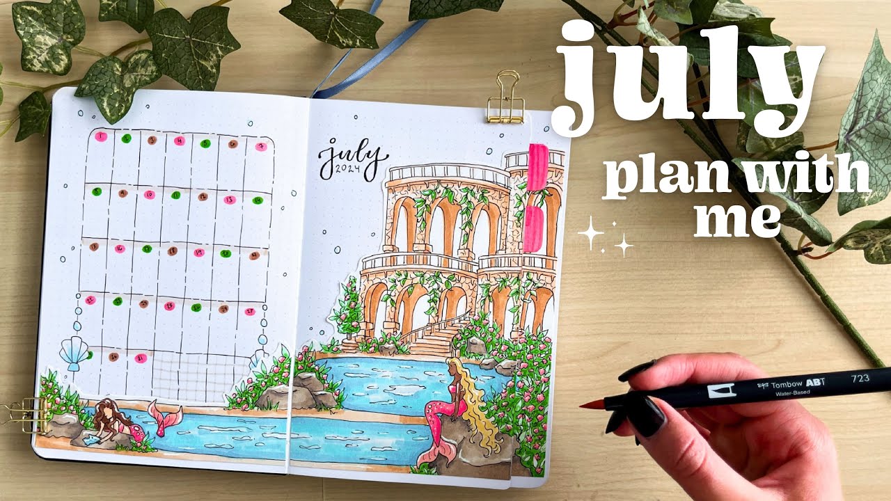 july 2024 bullet journal plan with me 🫧 🌺 bullet journal inspiration for beginners