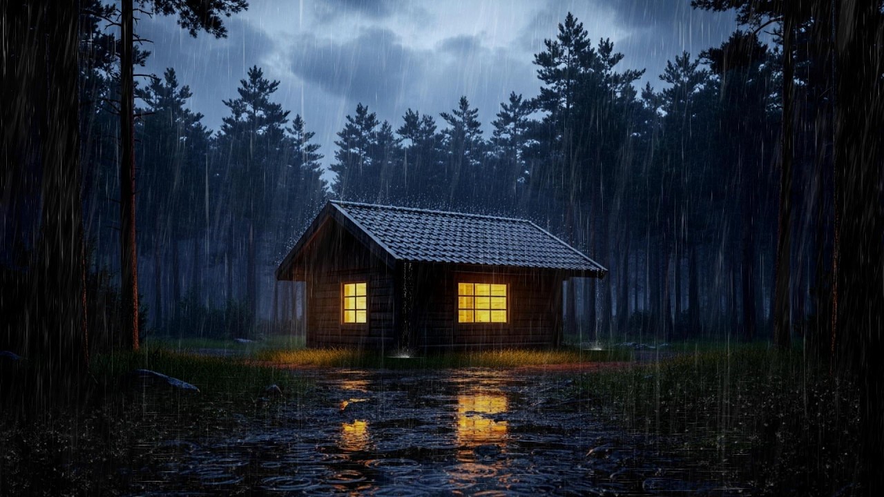 Cozy Forest House in Heavy Rain 🌧️ 3 Hours Rain Sounds for Sleep & Relaxation (No Ads)