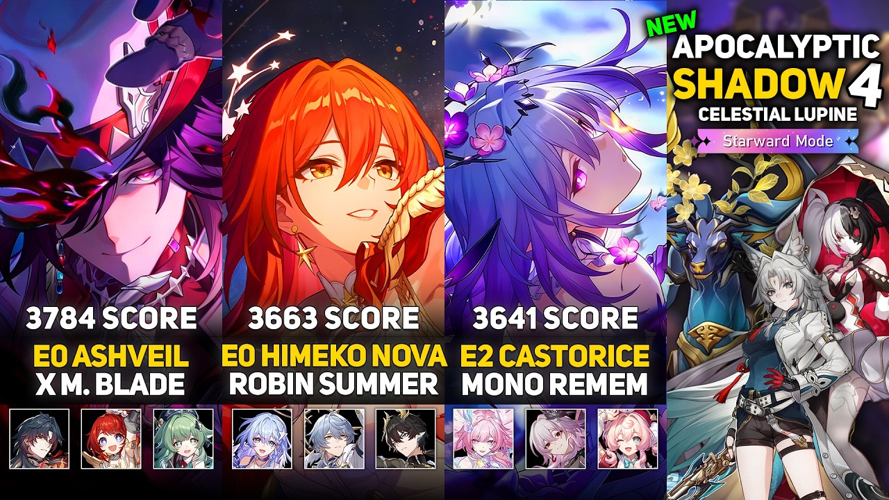 E0 Ashblade & E0 Himeko Nova x Robin S. & E2 Castorice Mono | NEW Apocalyptic Shadow 4 | HSR 4.5