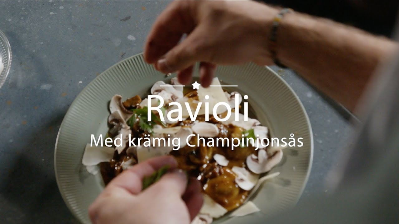 Ravioli med krämig champinjonsås - Recept & Ingredienser nedan 👇🏻
