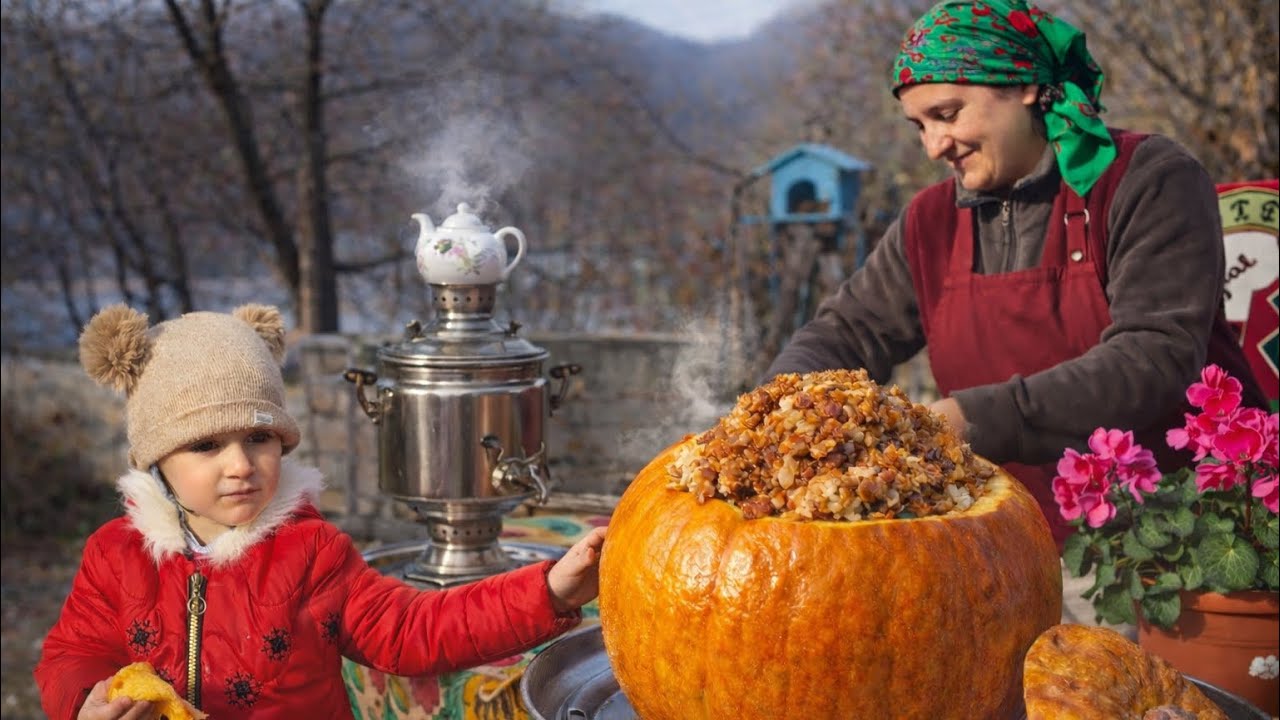 Delicious Stuffed Pumpkin with Rice | Traditional Village Cooking