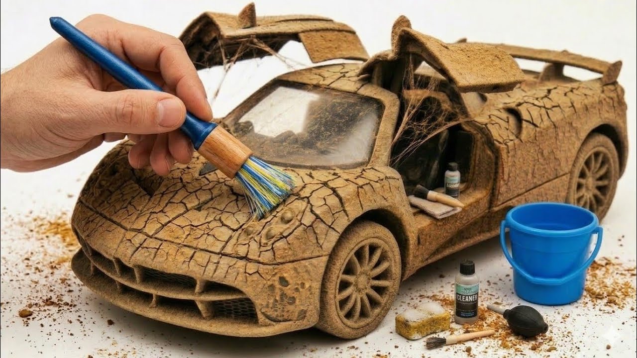 Deep Cleaning satisfying ASMR:Restoring  A 1:22 Scale Pagani Huayra car