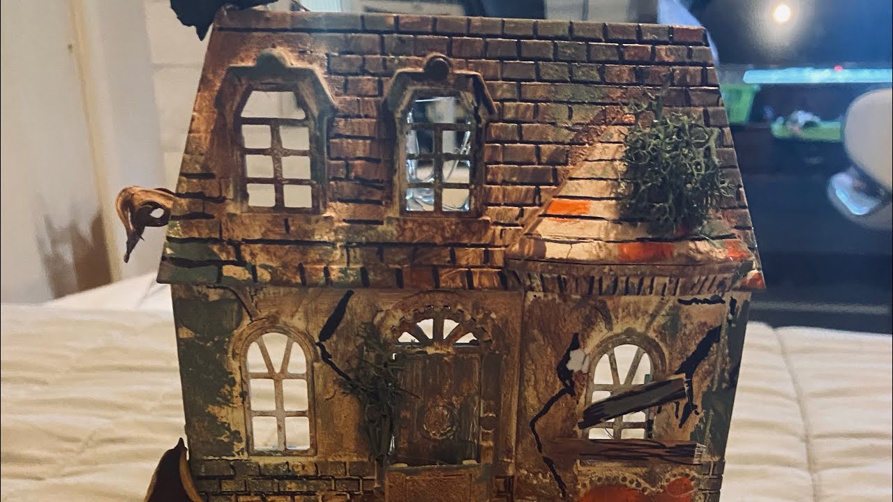 HAUNTED HOUSE MADE FROM DOLLAR TREE DOLL HOUSES