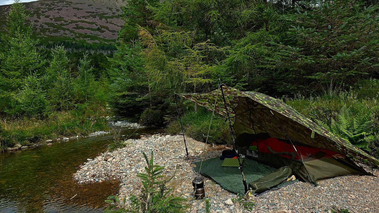 Wild Camping Alone in Heavy Rain | British Army Basha Shelter