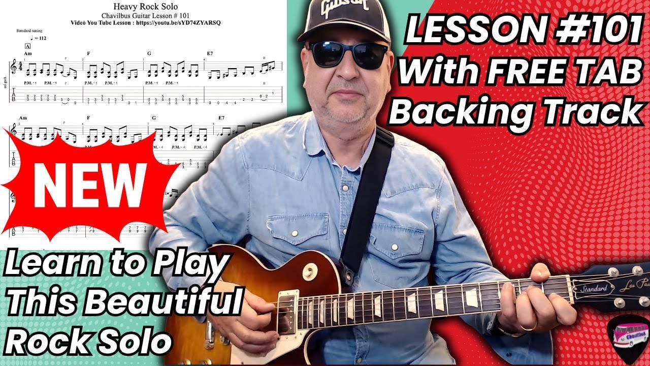 Melodic rock solo - Lesson # 101 with Free Tab and Backing Track