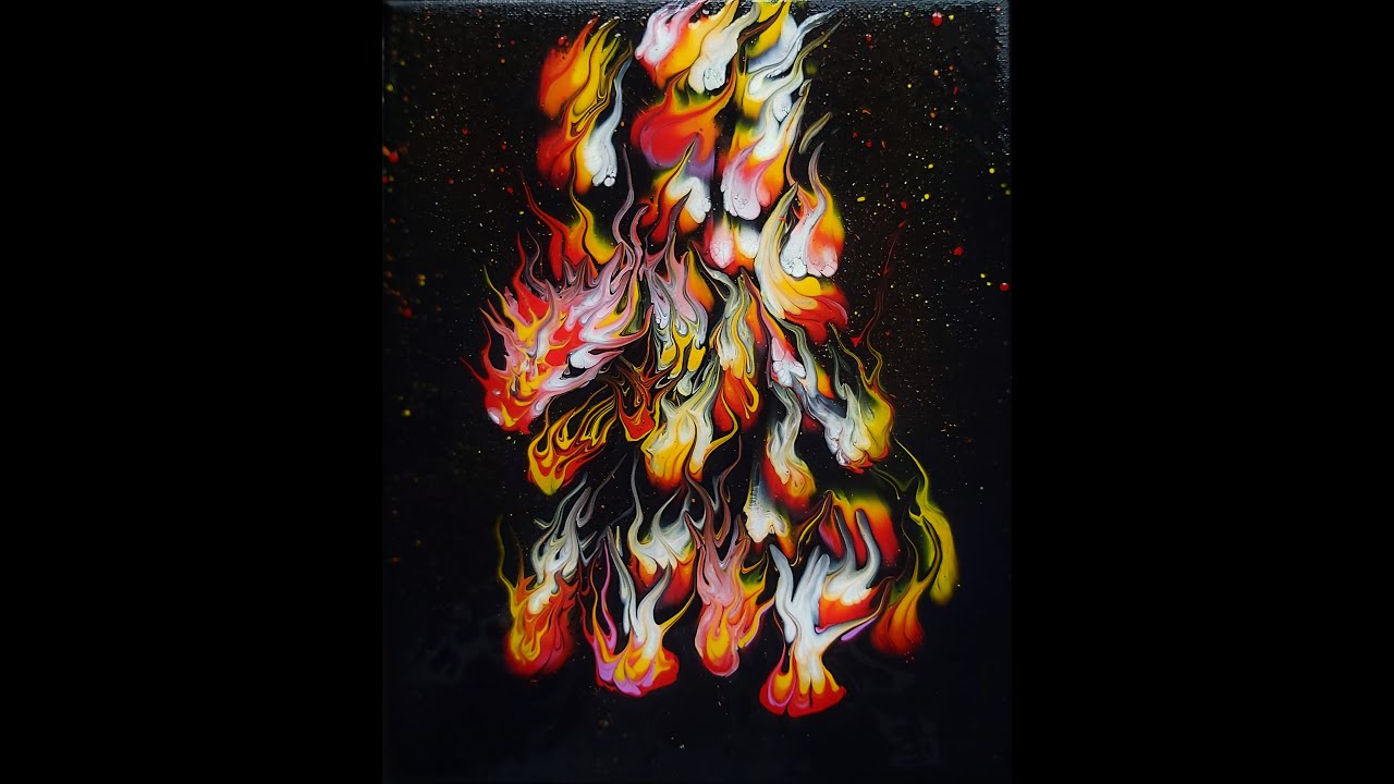 274 FIRE POUR with reverse dip #firepour #AcrylicPouring