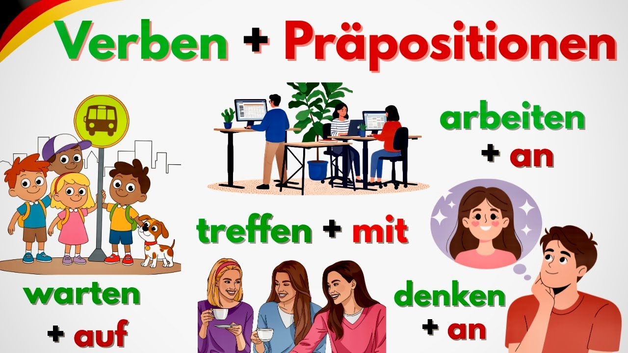 Verben mit Präpositionen im Alltag 🇩🇪✨ | Deutsch A1–A2