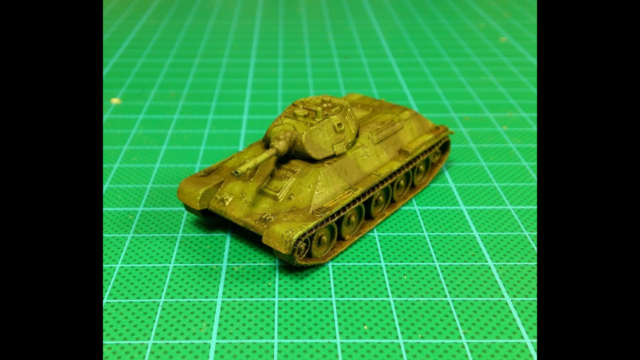 a 1/100 scale T-34 painted with AMMO