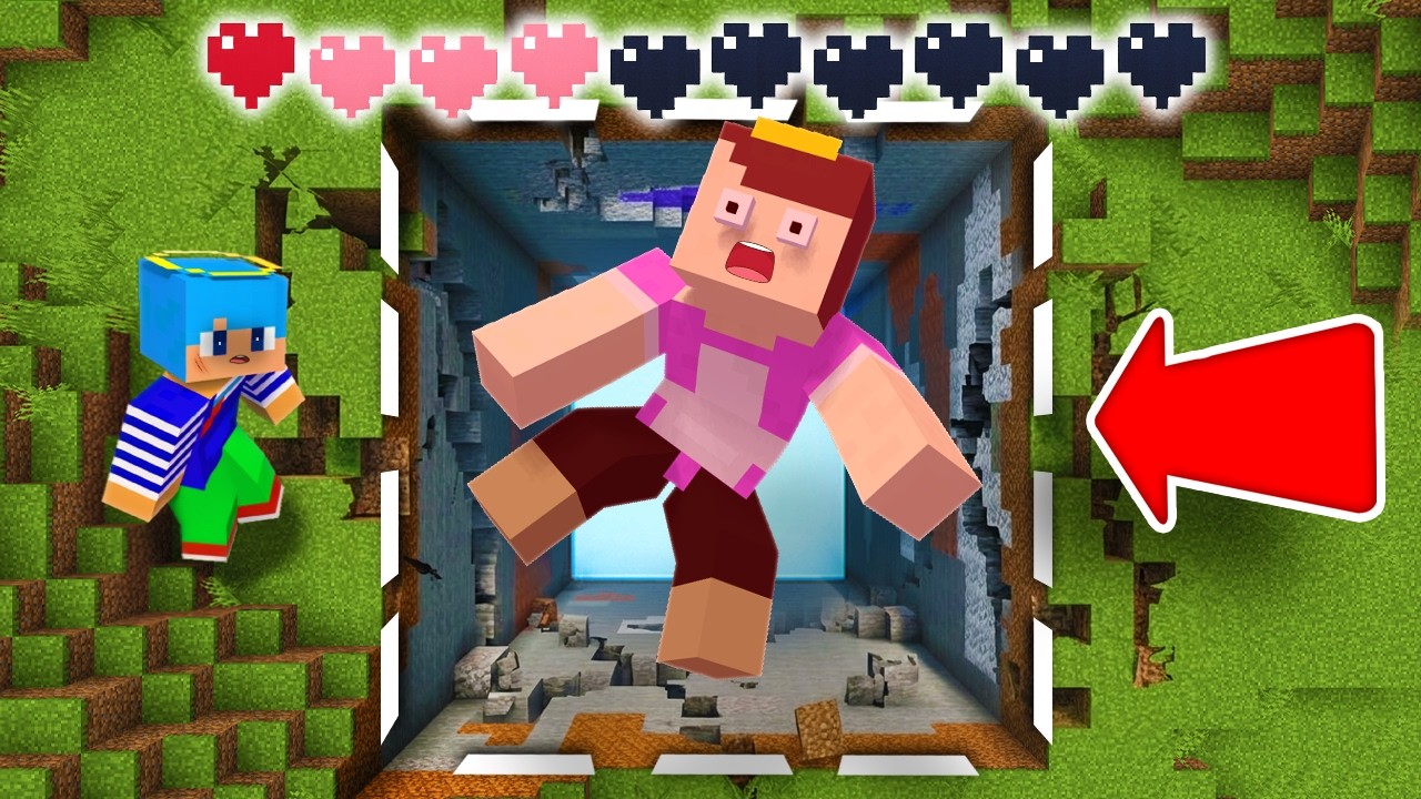 ダメージで地面が消える世界でイタズラしてみた！【まいくら / マインクラフト】