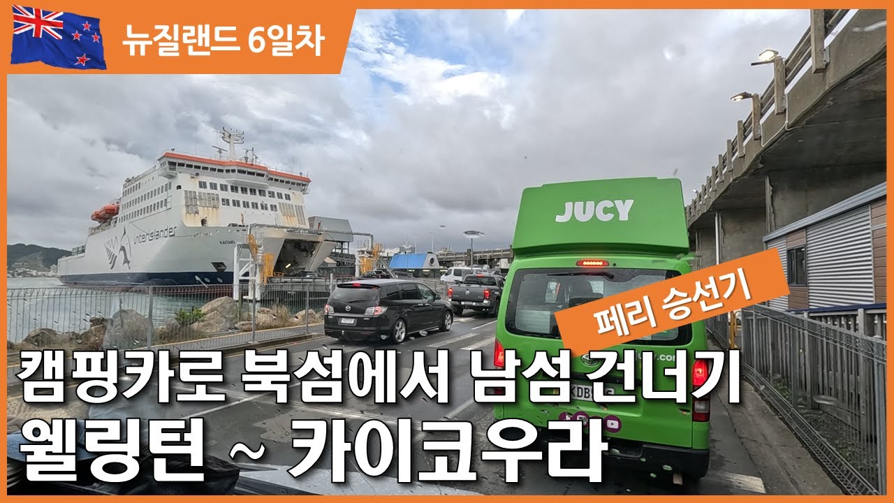 [뉴질랜드6일차_캠핑카여행] 북섬에서 남섬 페리 승선기! 웰링턴~픽턴~카우코우라 우중 여행